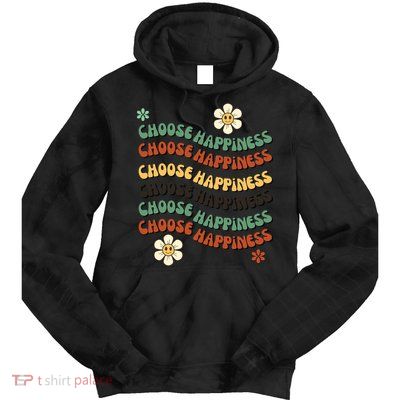 Choose Happiness Retro Sunflower Tie Dye Hoodie