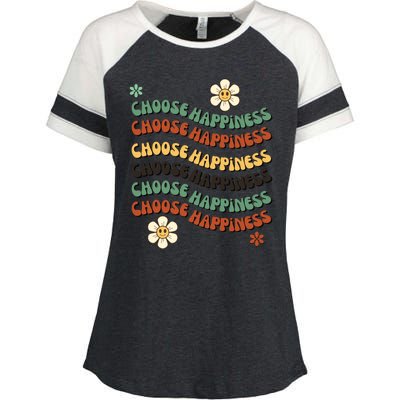 Choose Happiness Retro Sunflower Enza Ladies Jersey Colorblock Tee