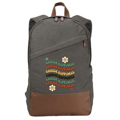 Choose Happiness Retro Sunflower Cotton Canvas Backpack