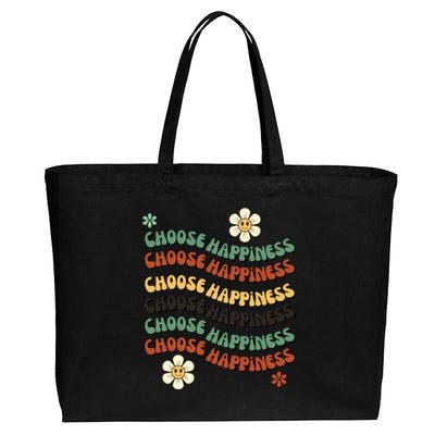 Choose Happiness Retro Sunflower Cotton Canvas Jumbo Tote