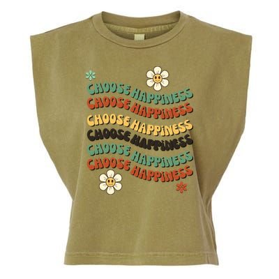 Choose Happiness Retro Sunflower Garment-Dyed Women's Muscle Tee