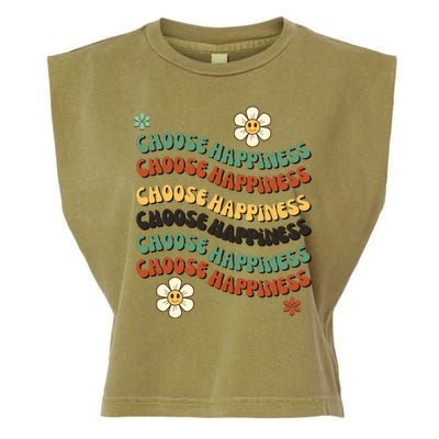 Choose Happiness Retro Sunflower Garment-Dyed Women's Muscle Tee