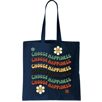 Choose Happiness Retro Sunflower Tote Bag