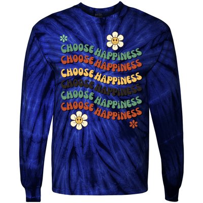 Choose Happiness Retro Sunflower Tie-Dye Long Sleeve Shirt