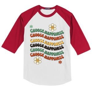 Choose Happiness Retro Sunflower Kids Colorblock Raglan Jersey