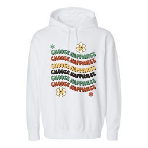 Choose Happiness Retro Sunflower Garment-Dyed Fleece Hoodie