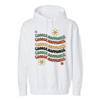 Choose Happiness Retro Sunflower Garment-Dyed Fleece Hoodie