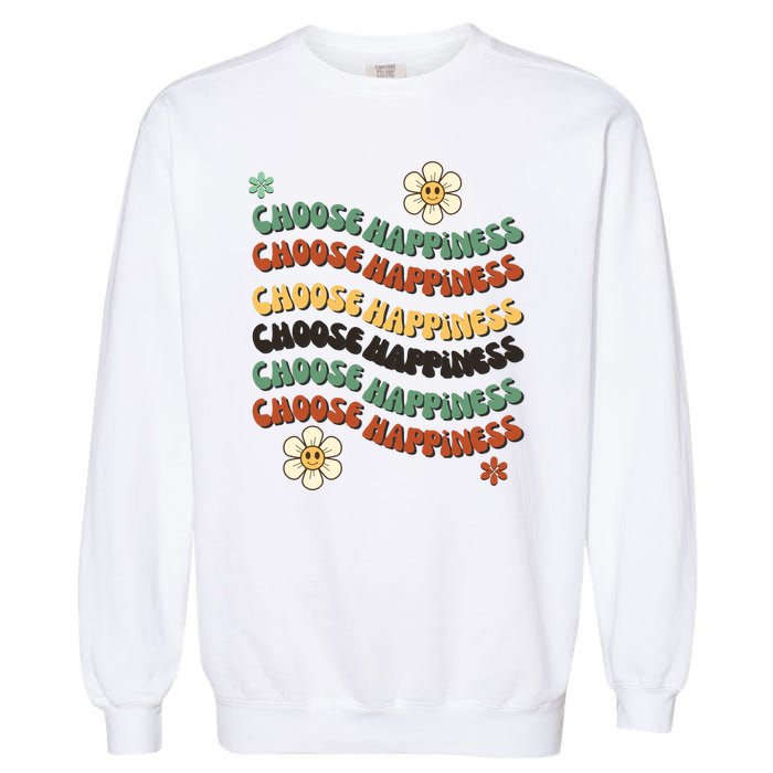 Choose Happiness Retro Sunflower Garment-Dyed Sweatshirt