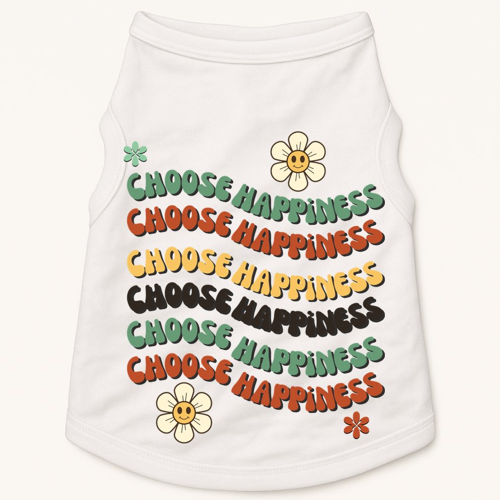 Choose Happiness Retro Sunflower Doggie Tank
