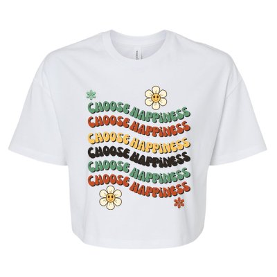 Choose Happiness Retro Sunflower Bella+Canvas Jersey Crop Tee