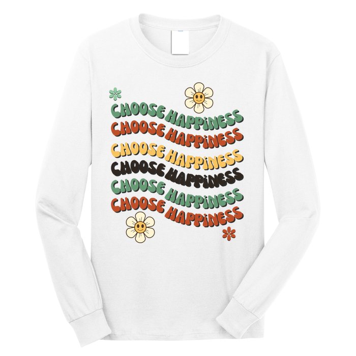 Choose Happiness Retro Sunflower Long Sleeve Shirt