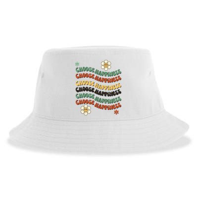 Choose Happiness Retro Sunflower Sustainable Bucket Hat