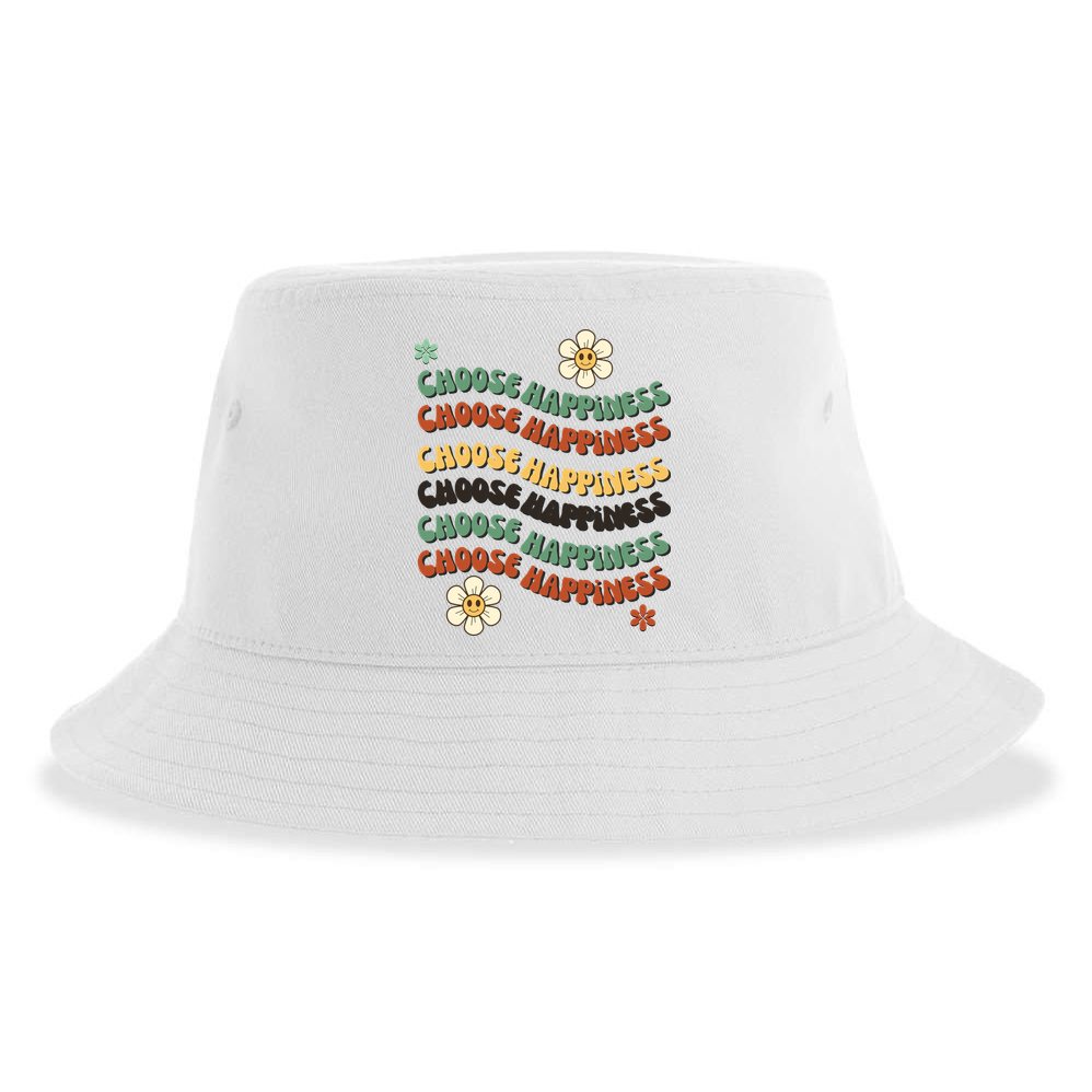 Choose Happiness Retro Sunflower Sustainable Bucket Hat