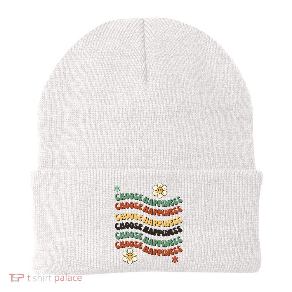 Choose Happiness Retro Sunflower Beanie
