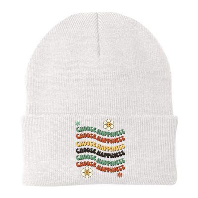 Choose Happiness Retro Sunflower Knit Cap Winter Beanie