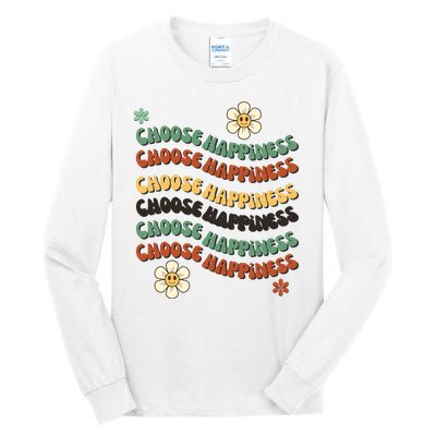 Choose Happiness Retro Sunflower Tall Long Sleeve T-Shirt