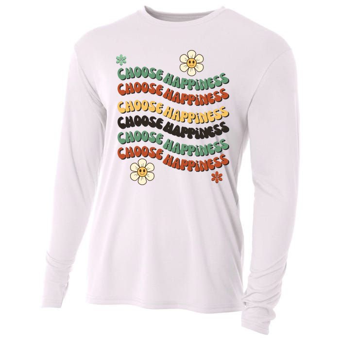 Choose Happiness Retro Sunflower Cooling Performance Long Sleeve Crew