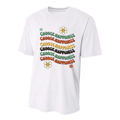 Choose Happiness Retro Sunflower Youth Performance Sprint T-Shirt