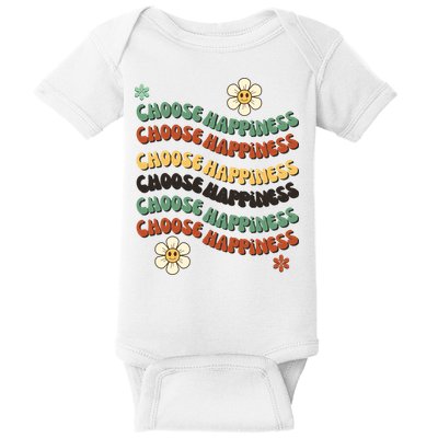 Choose Happiness Retro Sunflower Baby Bodysuit