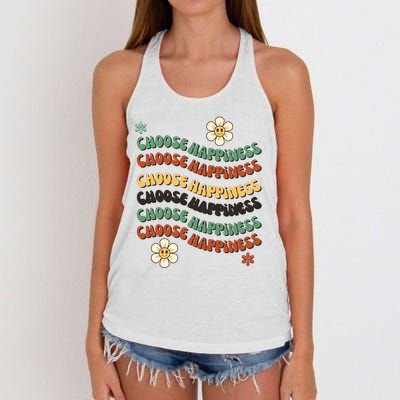 Choose Happiness Retro Sunflower Women's Knotted Racerback Tank