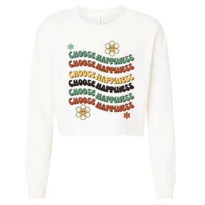 Choose Happiness Retro Sunflower Cropped Pullover Crew