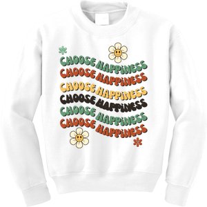 Choose Happiness Retro Sunflower Kids Sweatshirt