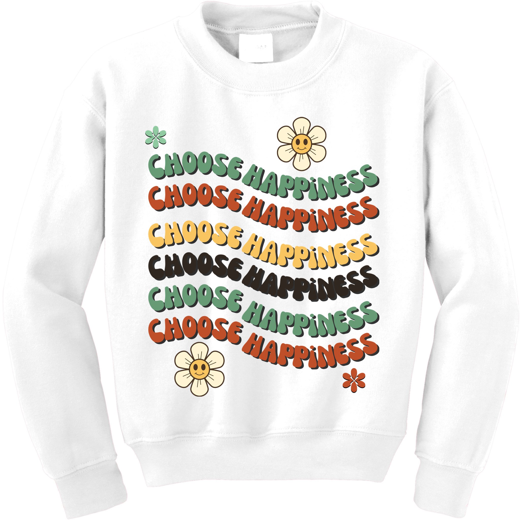 Choose Happiness Retro Sunflower Kids Sweatshirt