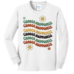 Choose Happiness Retro Sunflower Kids Long Sleeve Shirt