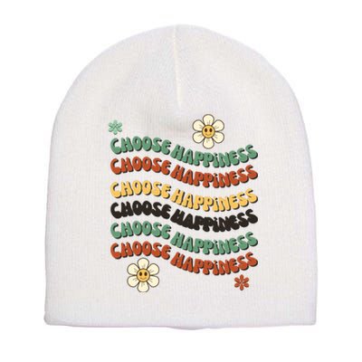 Choose Happiness Retro Sunflower Short Acrylic Beanie