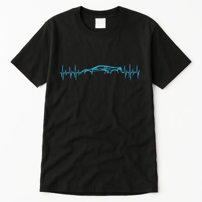 C8 Heartbeat Rapid Blue Supercar Sports Car Heartbeat Line Tall T-Shirt