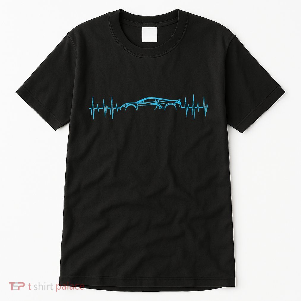 C8 Heartbeat Rapid Blue Supercar Sports Car Heartbeat Line Tall T-Shirt