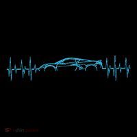 C8 Heartbeat Rapid Blue Supercar Sports Car Heartbeat Line Kids T-Shirt