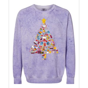 Cozy Holiday Reads Festive Tree Club for Book Lovers Colorblast Crewneck Sweatshirt