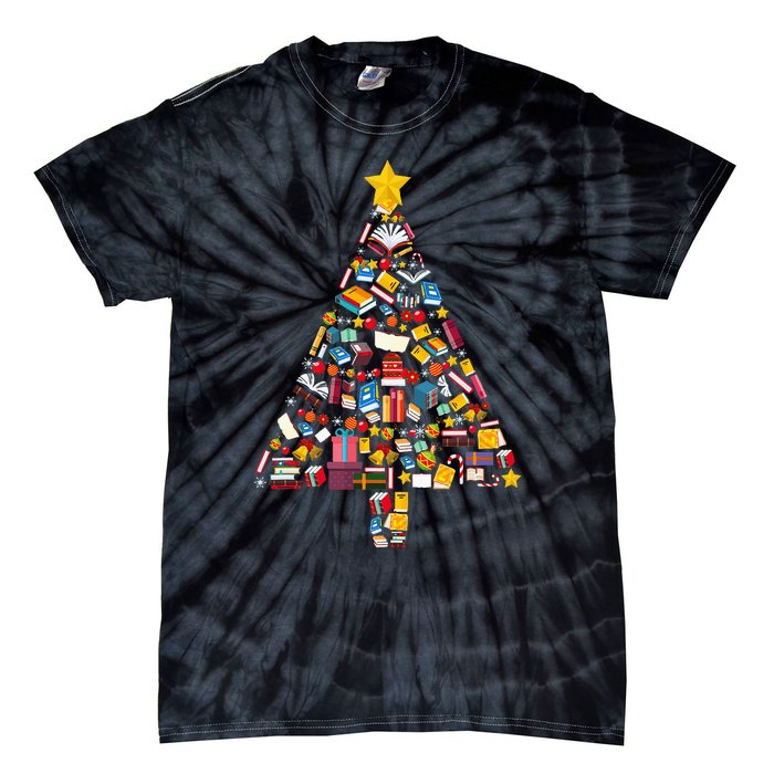 Cozy Holiday Reads Festive Tree Club for Book Lovers Tie-Dye T-Shirt