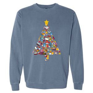 Cozy Holiday Reads Festive Tree Club for Book Lovers Garment-Dyed Sweatshirt