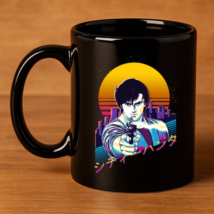 City Hunter Ryo Saeba Retrowave 11oz C Handle Ceramic Mug