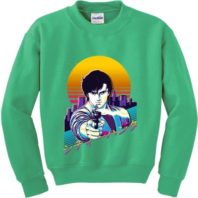 City Hunter Ryo Saeba Retrowave Kids Sweatshirt