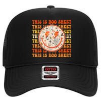 Costume Halloween Retro Trick Or Teach Smile Face Ghost High Crown Mesh Back Trucker Hat