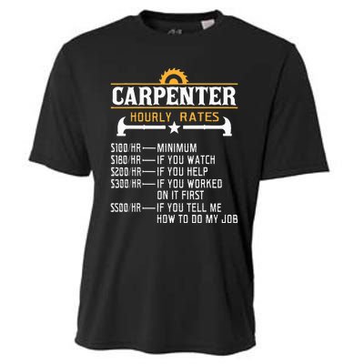 Carpenter Hourly Rate Funny Carpentry Woodworking Cooling Performance Crew T-Shirt