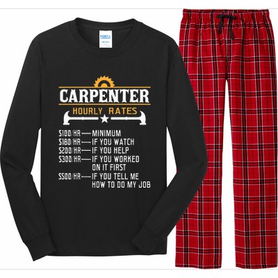 Carpenter Hourly Rate Funny Carpentry Woodworking Long Sleeve Pajama Set