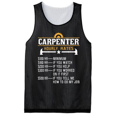 Carpenter Hourly Rate Funny Carpentry Woodworking Mesh Reversible Basketball Jersey Tank