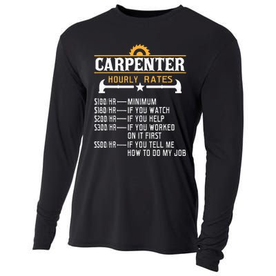 Carpenter Hourly Rate Funny Carpentry Woodworking Cooling Performance Long Sleeve Crew