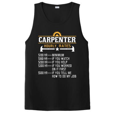 Carpenter Hourly Rate Funny Carpentry Woodworking PosiCharge Competitor Tank