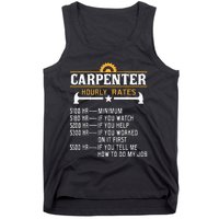 Carpenter Hourly Rate Funny Carpentry Woodworking Tank Top