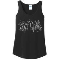 Christmas Heartbeat Reindeer Snowman Christmas Tree Red Ladies Essential Tank