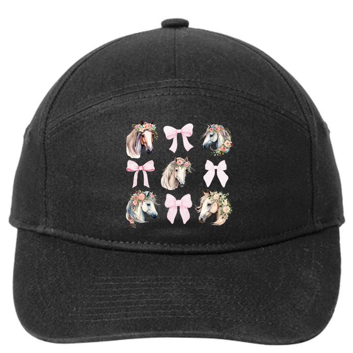 Coquette Horse Riding Horses Wild Flowers Horse Lover 7-Panel Snapback Hat