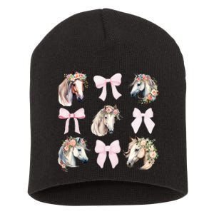 Coquette Horse Riding Horses Wild Flowers Horse Lover Short Acrylic Beanie