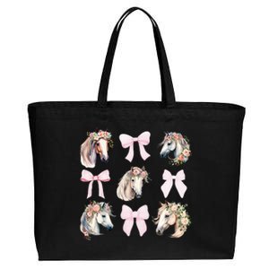 Coquette Horse Riding Horses Wild Flowers Horse Lover Cotton Canvas Jumbo Tote