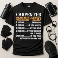 Carpenter Hourly Rate Gift Carpentry Carpenter Gift Cooling Performance Crew T-Shirt