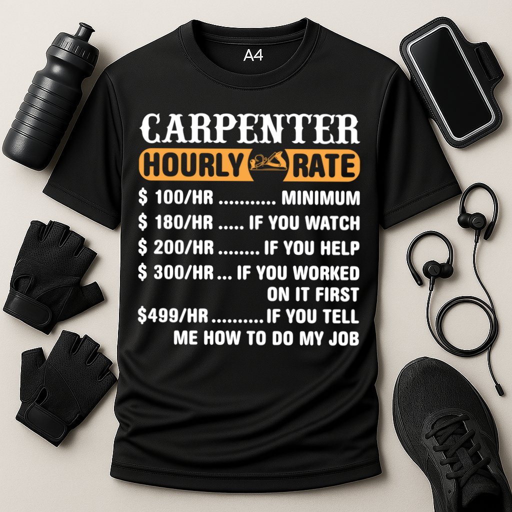 Carpenter Hourly Rate Gift Carpentry Carpenter Gift Cooling Performance Crew T-Shirt